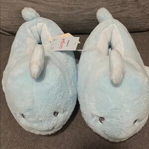 Cat & Jack Light Blue Narwhal Kids Slippers